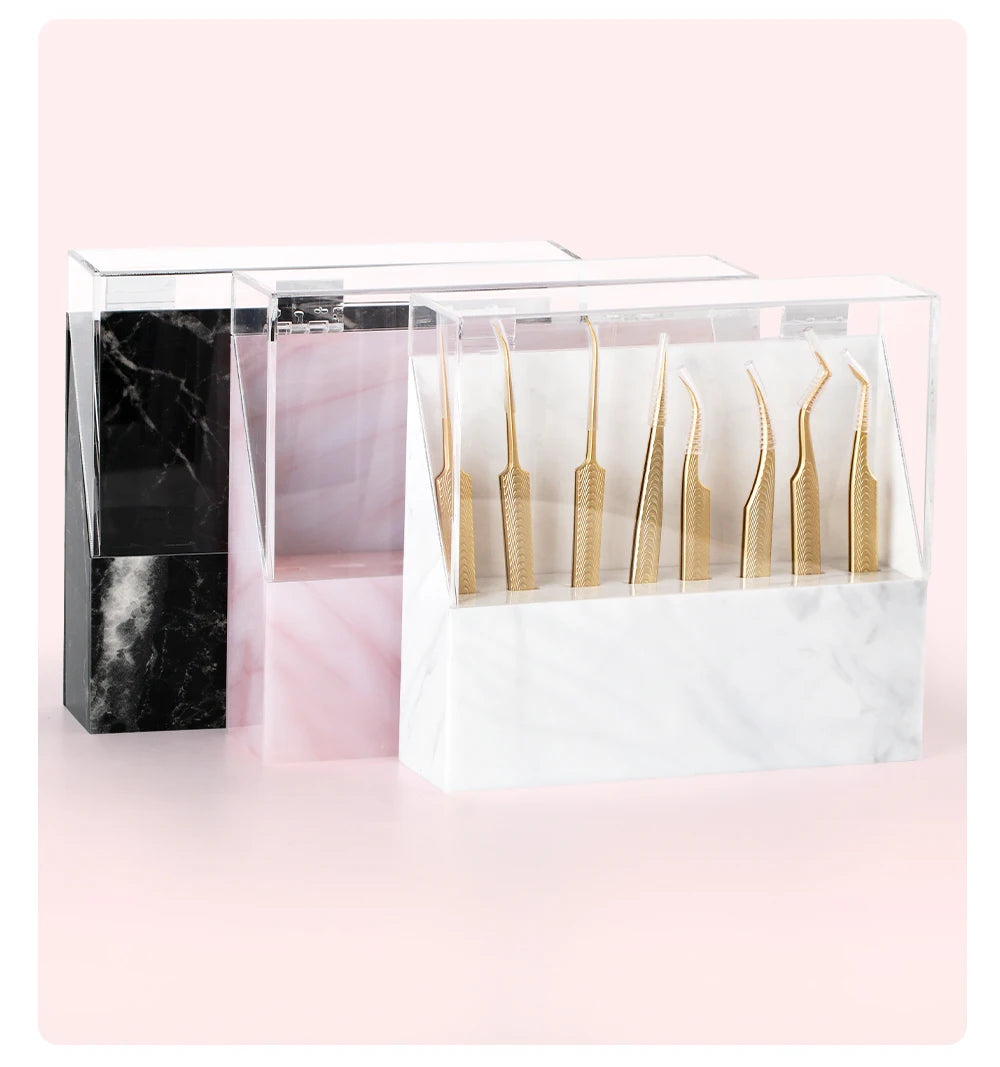 NATUHANA 8 Slots Acrylic Eyelash Extension Tweezers Holder Display Stand Lash Tools Storage Organizer Box Salon Makeup Tools Sup