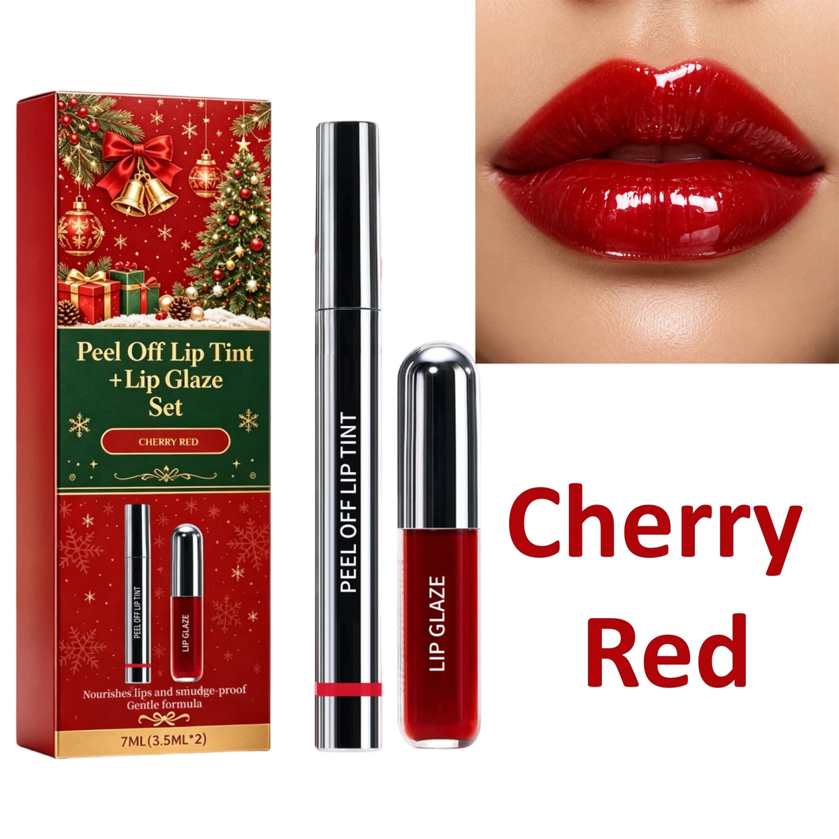 Christmas Peel Off Lip Tint Set Smudge Proof Easy Apply Nourishing Comfortable Wear Festive Long Lasting Lip Stain With Glaze