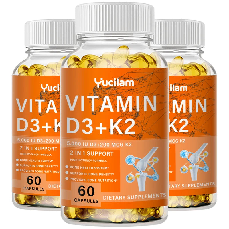 Vitamin D3 + K2 with Calcium, Magnesium, and Zinc – Bone Muscle Nervous Immune System Health Support