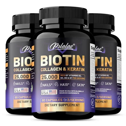 Biotin Collagen Keratin Supplement - Supports Hair & Skin Health, Promotes Collagen Synthesis, Anti-oxidation, Improves EnergySu