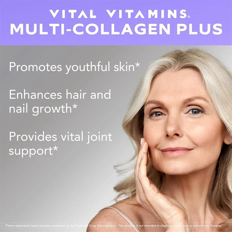 60 Capsules of Multi Collagen Biotin, Hyaluronic Acid, Vitamin C Hair Growth Support Supplement for Skin and Nail Beauty Complex