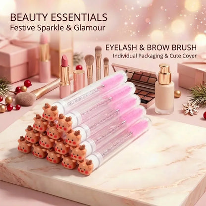 10pcs Christmas Eyelash Eyebrow Brush Precision Lash Comb Spoolie Extension Tool Ultra-Fine Makeup Brush Holiday Gift for Women