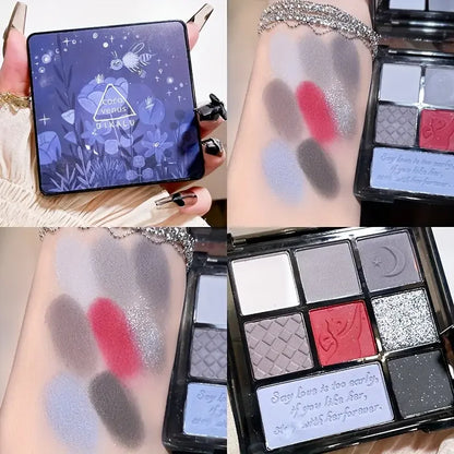 Dark Retro Eyeshadow Palette, Rich Color Wild rose Eyeshadow, Matte Pearl Gothic Black and Red Contrast Smoky Eyeshadow Palette