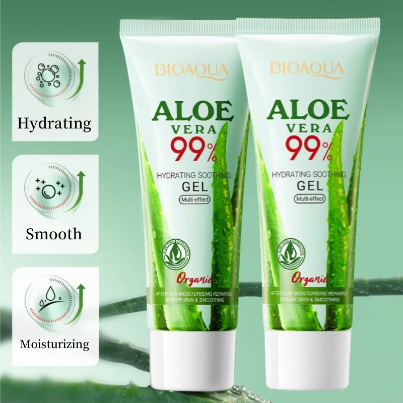 99% Pure Aloe Vera Moisturizing Gel, Natural Plant-Based Moisturizer, Suitable for Body and Face, Softens Skin, Heat Protection Formula, Summer Essential, Hypoallergenic Formula, Family Pack