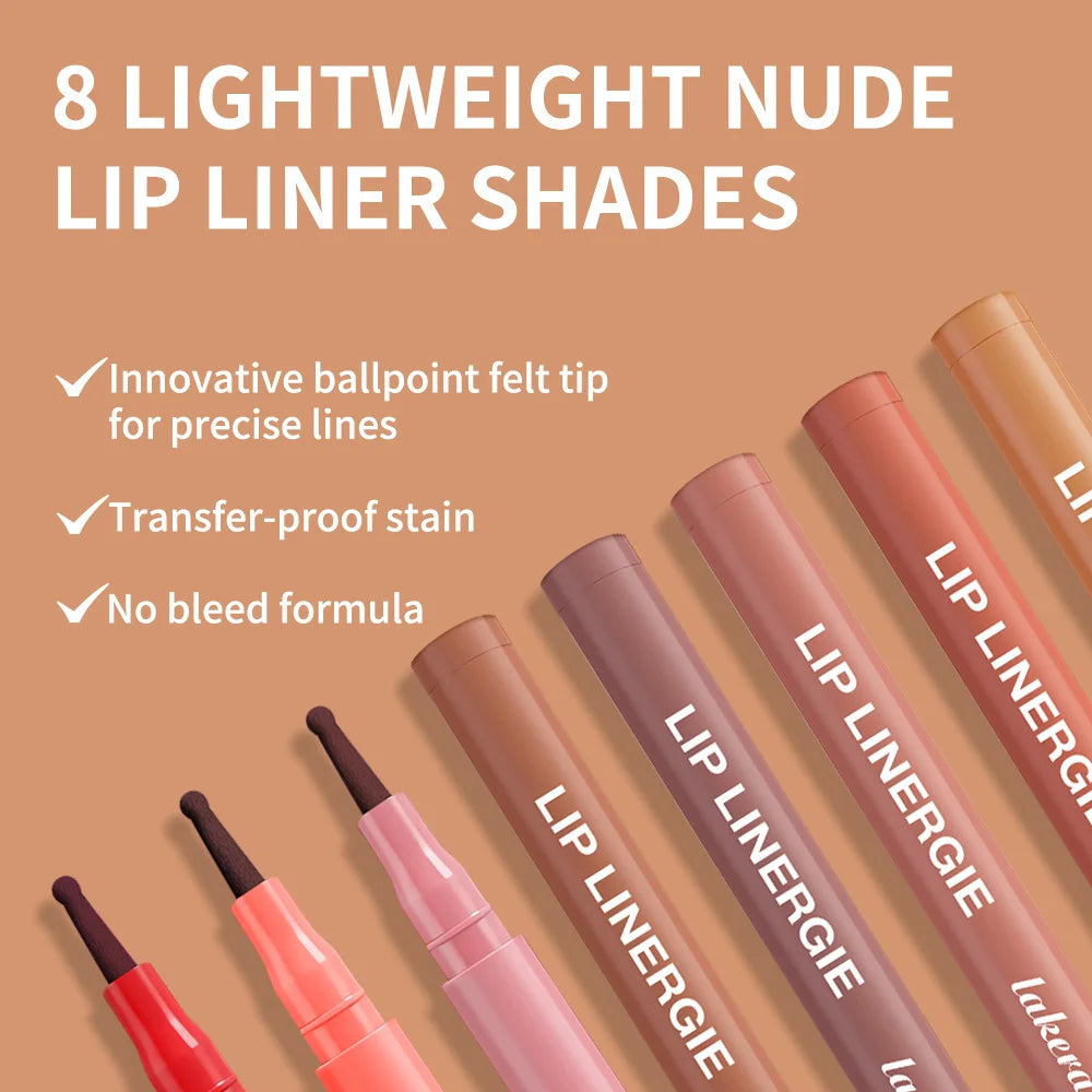 Lakerain Lip Liner Waterproof Transfer-proof Long-lasting Wear Pen Style Felt Head Design Blendable Lip Liner Stain Pen