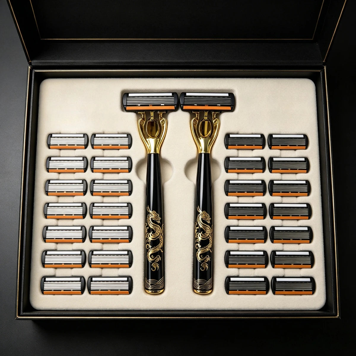 Men's Manual Safety Razor Set, Featuring 6-Layer Stainless Steel Blades and an Aloe vera Lubricating Strip | Perfect as a Gift.
