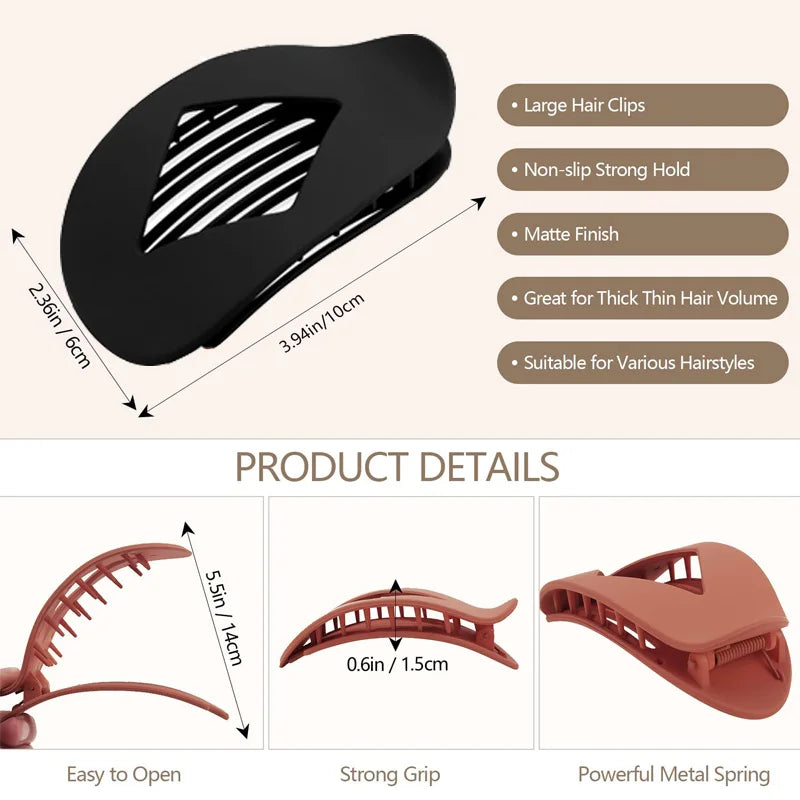 Fashion Oval Hair Claw Clip for Women New Design Leopard Matte Curved Flat Styling Barrettes Lady Ponytail Hairgrip Accessories