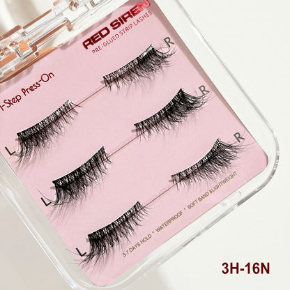 RED SIREN Self Adhesive Eyelashes 3Pairs/Pack Natural Look Half Faux Mink Lashes Long Lasting Press On Cat Eye Lashes Makeup