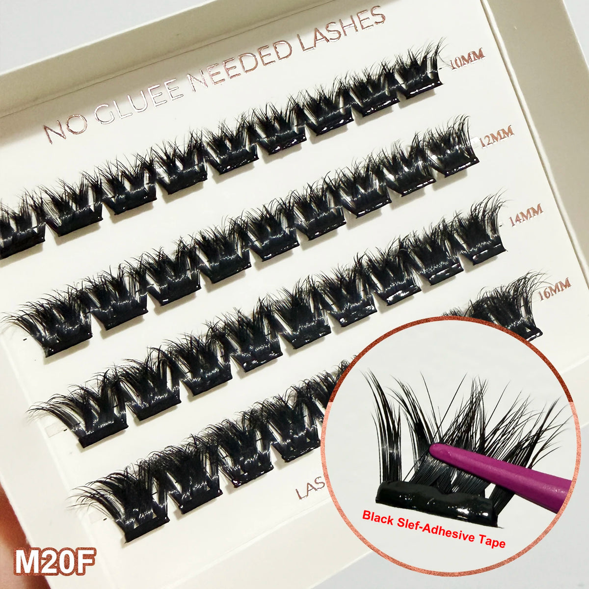 Self Adhesive Cluster Lashes Wide Pre‑glued Tap Natural DIY Eyelash Extension No Glue Need Eyelashes Press On Manga Lashes