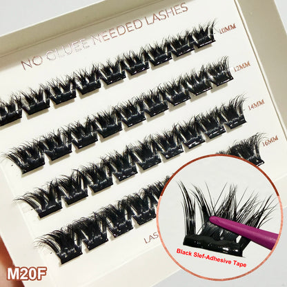 Self Adhesive Cluster Lashes Wide Pre‑glued Tap Natural DIY Eyelash Extension No Glue Need Eyelashes Press On Manga Lashes