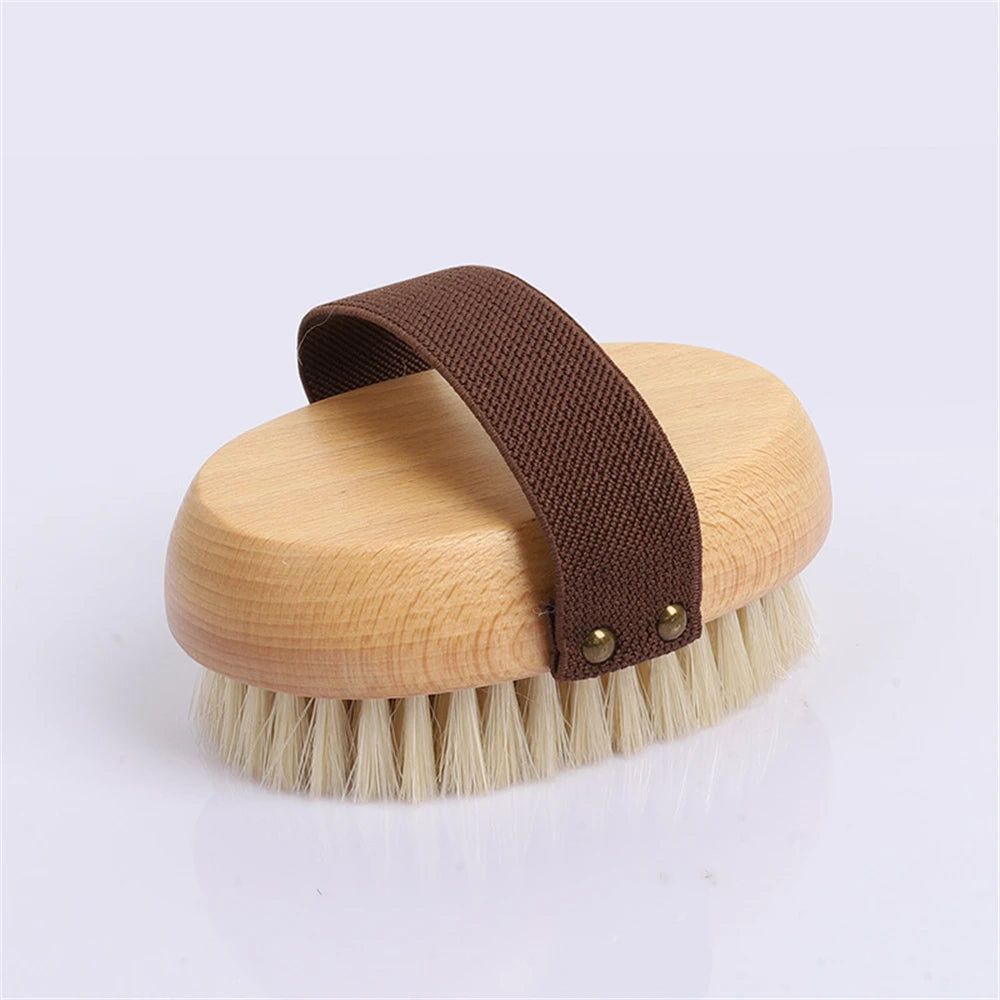 Natural Wood Bristle Bath Brush Soft Wet Dry Body SPA Massager Brush Household Practical Skin Exfoliates Body Cleaning Brush