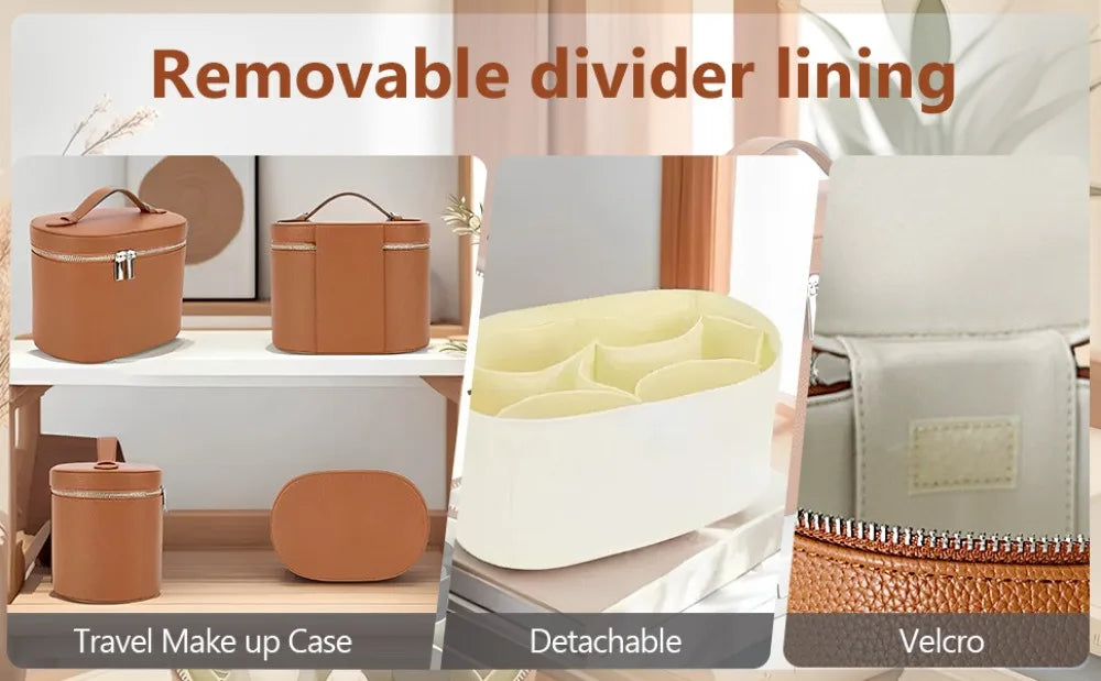 Large Capacity Cosmetic Box PU Leather Internal Storage Box Travel Organizer Bag Waterproof Zipper Closure Makeup Bag Daily Use