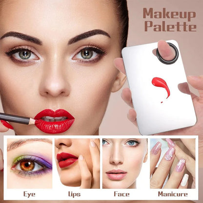 Stainless Steel Makeup Mixing Palette with Foundatio Spatula for Watercolor Paints Eye Shadow Sticks Makeup Cosmetic Beauty Tool