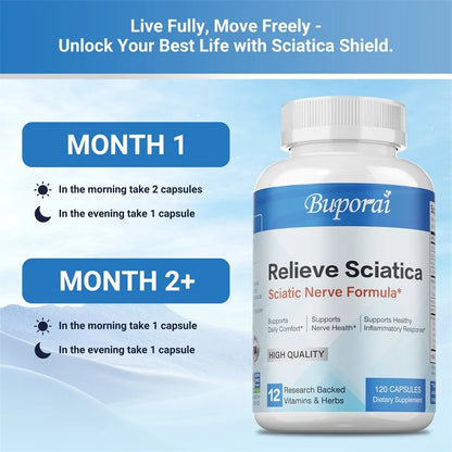 Relieve Sciatica Capsules - Helps Relieve Joint Pain, Discomfort in The Hips, Legs and Lower Back,Improves Nervous System Health