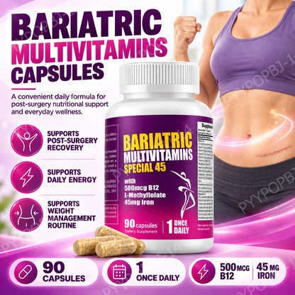 Bariatric Multivitamins Capsules, Support Nutrient Replenishment & Daily Energy for Bariatric Users, Iron Complex 90 Capsules