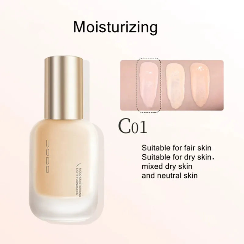 UODO Hydrating Oil-Control Foundation Liquid Long-Lasting Matte Finish Lightweight Formula For Oily&Combination Skin Base Makeup