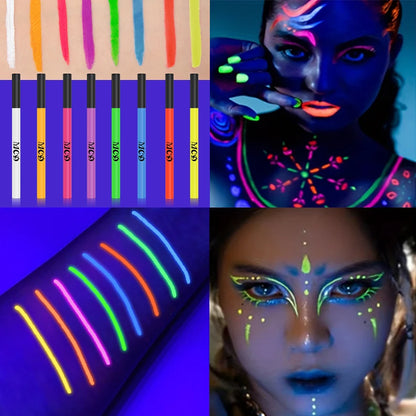 8 Colors Face Body Painting 1PC UV Light Neon Face Paint Art Makeup Blue Green Waterproof Christmas Party Body Paint Cosmetics