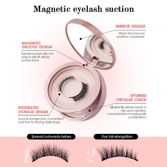 1/2 Pairs Reusable Magnetic Eyelashes Handmade Natural False Eyelash with Magnetic Tweezers Makeup Tool Fluffy Faux Mink Lashes