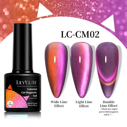 LILYCUTE 7ML 3 IN 1 Platinum Cat Magnetic Gel Nail Polish Silver Moonlight Magnetic Nail Sparkling Glitter Semi Permanent UV Gel