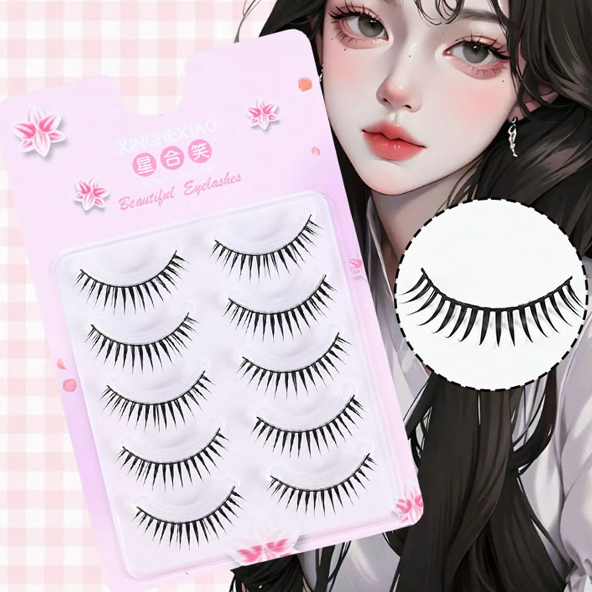 Fluffy cluster False Eyelashes full strips Natural Look Dramatic Wing Manga Lashes Lightweight One-Piece for Women