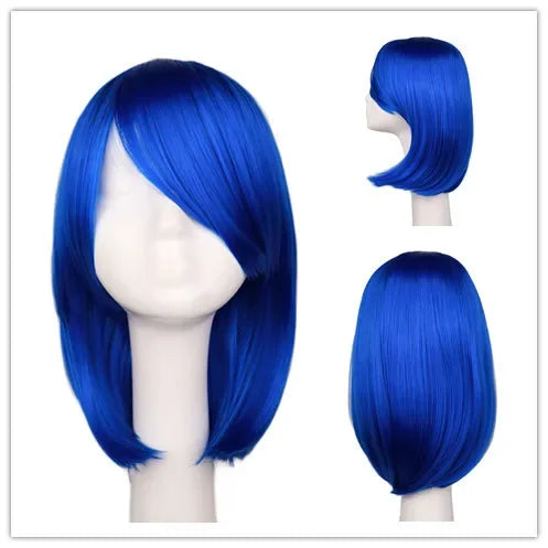 Synthetic short bob straight hair with trimmable bangs Lolita Ombre pink red blue purple cosplay wig for women short wigs