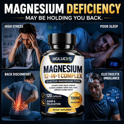 Magnesium Complex Supplement, Support Muscle, Bone & Joint Health, Improve Sleep Quality, Calm Mood, Boost Energy & Nerve Health