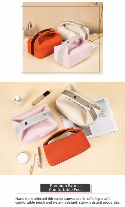 Trendy Large Capacity Cosmetic Storage Bag Portable Handheld Makeup Pouch Canvas Travel Storage Bag Cosmetic Storage