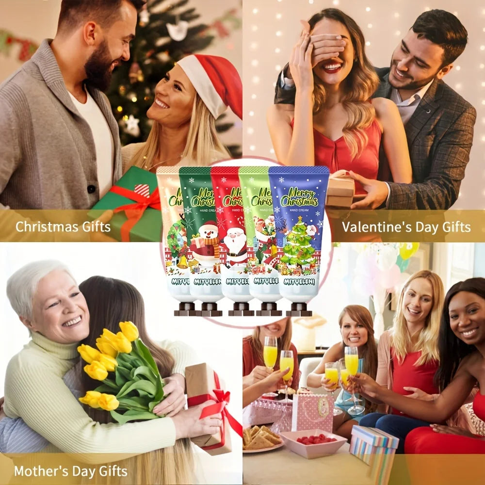 20 PCS Christmas Hand Cream +10 PCS Gift Bags Set, Christmas Gift Kit, Hand Cream with Aloe & Vitamin E, Cream Texture