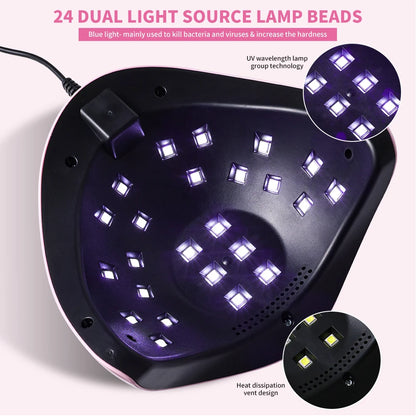 LIMEGIRL 24LED UV Lamp for Nails Gel Polish Varnish Drying With LED Display And Motion Sensing Professional Manicure UV Lamp for Acrylic Resin Dryer Home Use Tool
