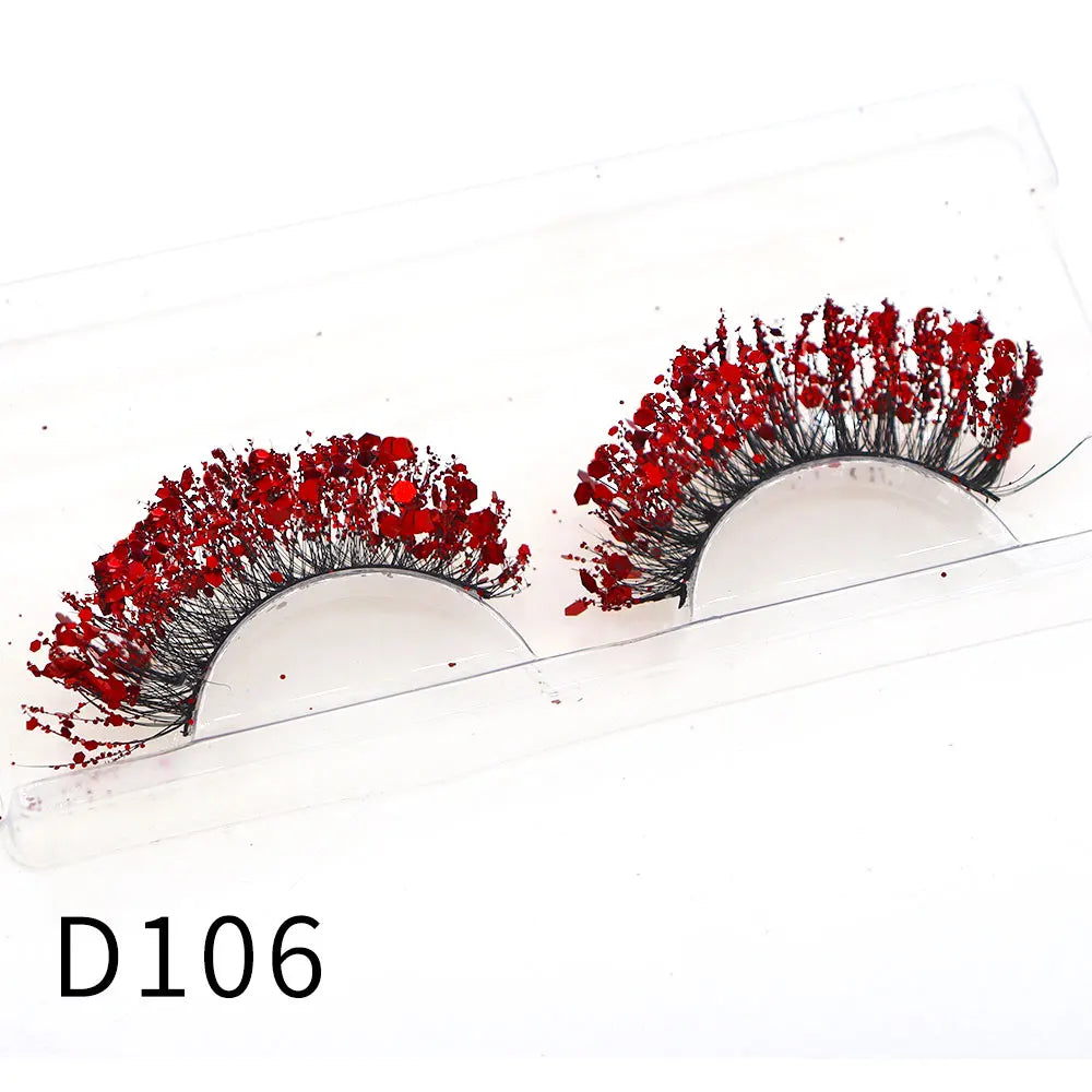 1 Pair Halloween Style Dreamy Sequins Glitter False Eyelashes Whole Strip Fluffy DIY Lashes Cosplay Stage Eye Makeup