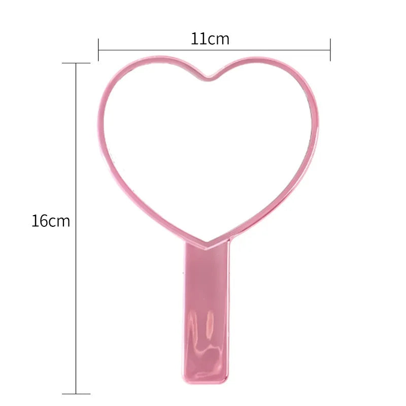 Eyelash Extension Handheld Makeup Mirror High Definition Heart Shape Hand Vanity Mirror For Women's Makeup Cosmetic Beauty Tools