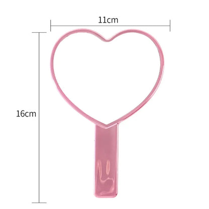 Eyelash Extension Handheld Makeup Mirror High Definition Heart Shape Hand Vanity Mirror For Women's Makeup Cosmetic Beauty Tools