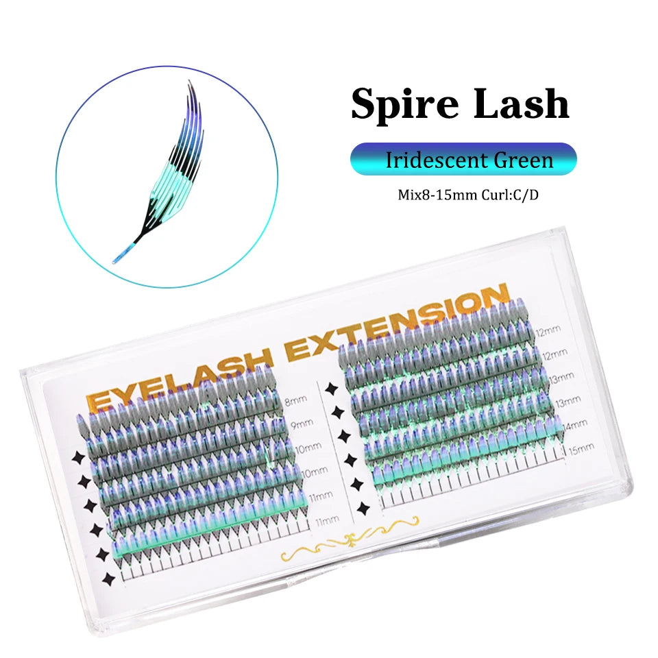 RUJADE Glitter Colored Feather Shape Premade Fan Lashes Eyelash Extension Manga Fairy Faux Lash Clusters For Christmas Makeup