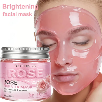 YUITIKUE Rose Pink Vita Mask | Rose Extract + Vitamin C & Collagen | For Luminous, Moisturized Skin 60g