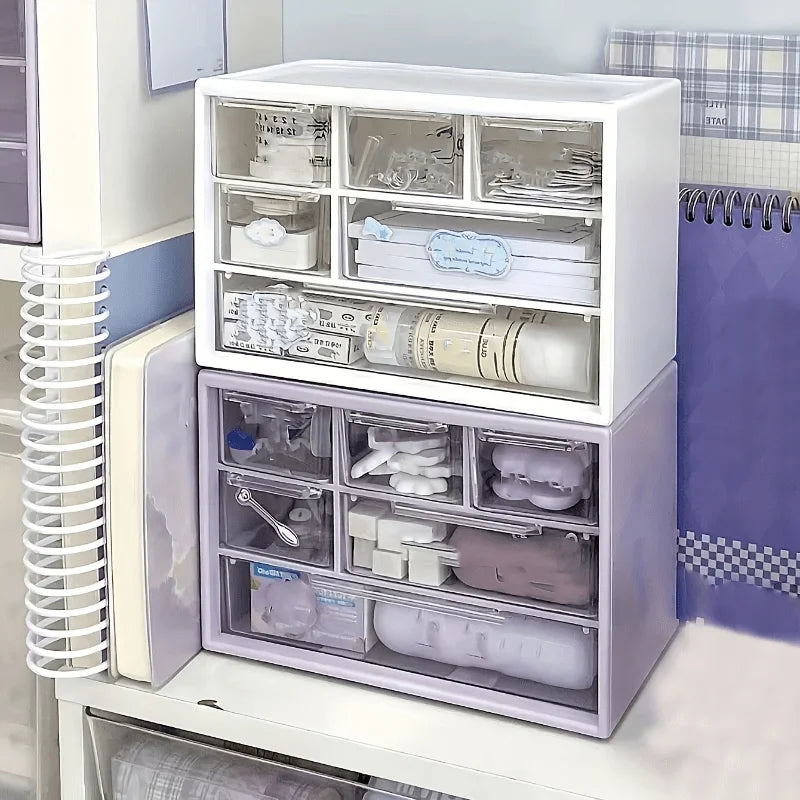 Dustproof Clear Plastic Desktop Mini Storage Box with Drawer – Transparent Organizer for Hair Clips, Jewelry, Keys Small Tools