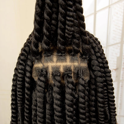 16 Inches Short Synthetic Full Lace Twist Braided Wigs Natural Knotless Box Braiding Wig for Black Women