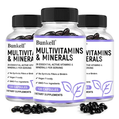 Multivitamin and Minerals - Daily Supplement, Antioxidants, Skin Repair, Liver Health Maintenance, Energy Boost, 120 Capsules