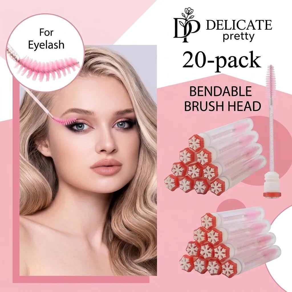 20Pcs Christmas Mascara Wand Eyelash Brushe Spoolies Eye Lash Extension Tool Makeup Accessories Xmas Gift for Women Random Style
