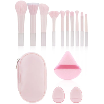 New Mini Makeup Brush Set 10PCS Eyeshadow Loose Powder Brush Travel Portable Soft Hair Makeup Tools Christmas Gift
