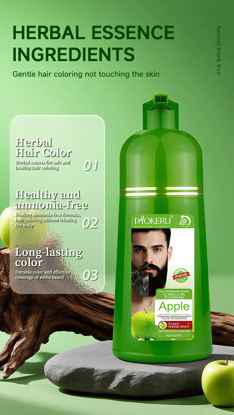Natural 500ml 1Pack Apple Hair Color Cream Ammonia Free100% Gray Hair Coverage Apple Hair Color Black Hair Dye Shampoo for Men
