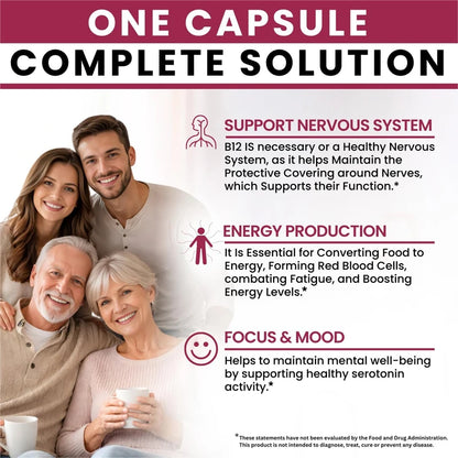 Advanced Vitamin B12 Supplement, with MSM, Marine Collagen, for Brain Vitality, Beautify Skin, Nervous System & Bone Health