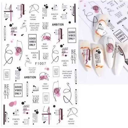 1PCS Black White Butterfly Laser Nail Stickers Y2K Nail Art Decoration Abstract Lines Bronzing Flowers Stickers For Nails