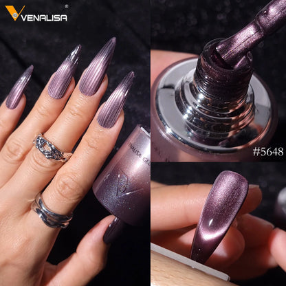 10ml Venalisa Hema Free TPO Free Gel Nail Polish Christmas New Year Soak Off Glitter Red Colors Cat Eye Magnet Nail Gel Polish
