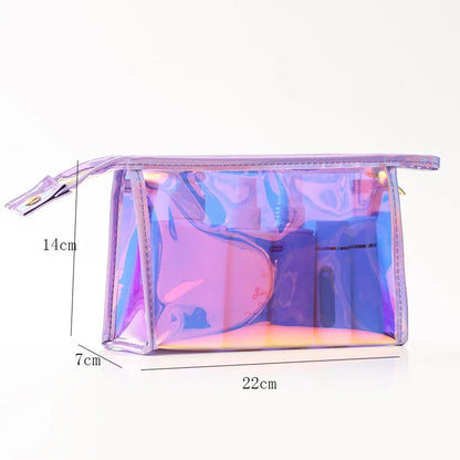 Transparent Pretty Makeup Bags Fashion Laser Travel Cosmetic Bag Toiletry Brush Bags Organizer Necessary Case Wash Make Up Box