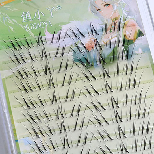 Fox- manga False Eyelashes extenstions 9-12mm Mixed Length Natural C Curl fake eyelash Winged individual cluster lash makeups