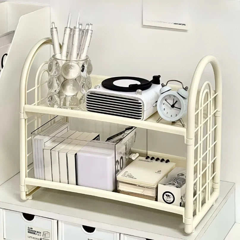 2-Layer Simple desktop Storage Rack for Household Use, Suitable for Storing Cosmetics and Miscellaneous Items in Dormitories