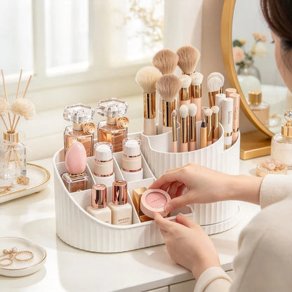360° Rotating Makeup Organizer, Large Capacity Cosmetic Storage Caddy for Lipsticks & Makeup Brushes, Bedroom Vanity Counter