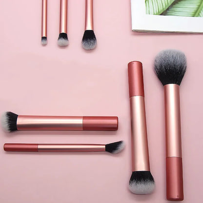 8 PCS Long‑Handle Makeup Brush Set, Multi‑Color Ultra‑Soft Brushes, Powder Blush Eyeshadow Brushes for Beginners