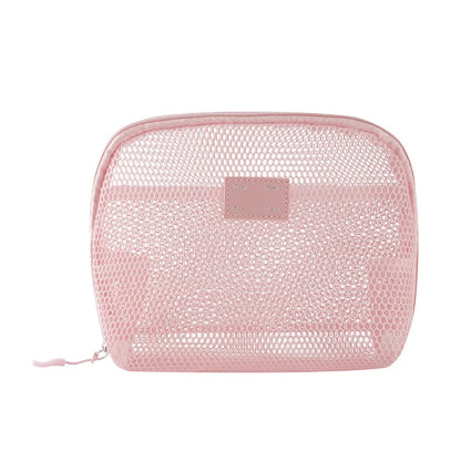Casual Nylon Cosmetic Bag With Zipper Hand-held Mesh Makeup Bags Multipurpose Mesh Storage Pouch Women
