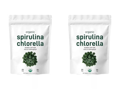 Organic Spirulina & Chlorella 720 Tablets – Broken Cell Wall, Chlorophyll Rich, Supports Daily Energy, Immunity & Vitality